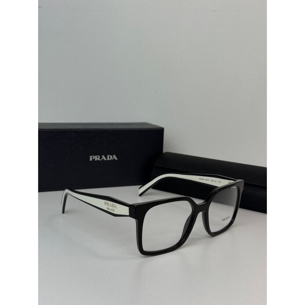 NEW Prada PR B03V Black White Square Eyeglasses Frames - Picture 3 of 5